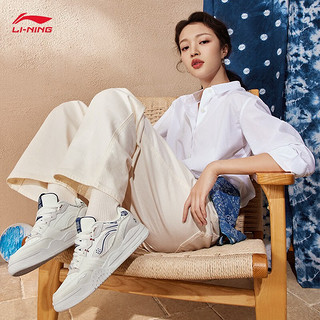 李宁（LI-NING）月白丨华晨宇同款板鞋男女同款厚底增高云科技减震休闲鞋运动鞋子 米白色(252女款)-10 38