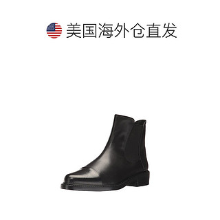 美国直邮stuart weitzman/SW GOBI 牛皮切尔西靴短靴粗跟女士靴子 黑色 7.5