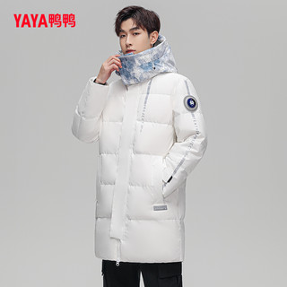 鸭鸭羽绒服 YAYA鸭鸭2022年冬季新羽绒服中长款男女连帽休闲时尚潮情侣保暖外套S 月蓝色--女 M