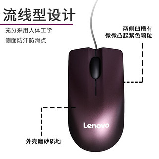 联想（Lenovo）有线鼠标 商务办公鼠标 家用台式机笔记本鼠标 USB接口 Darren BM0.6米有线鼠标/紫色