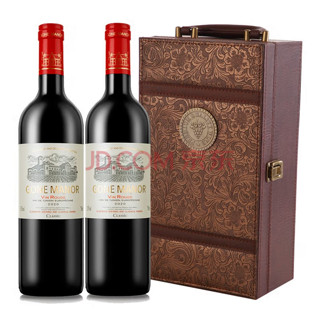 甘邑庄园 法国原瓶进口 城堡 干红葡萄酒 750ml*2 礼盒皮盒装