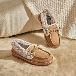 skechers斯凯奇秋冬季新款女鞋舒适棉鞋女一脚蹬休闲鞋毛毛鞋
