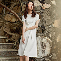 DUIBAI 对白 立体设计感连衣裙女2022新款夏装短袖中长款法式小众智熏裙