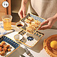 舍里 日式陶瓷饺子盘带醋碟方形盘子创意薯条点心盘家用水饺专用盘