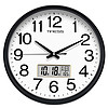 Timess 挂钟16英寸钟表客厅万年历时钟现代简约双日历温度石英钟挂表免打孔 优雅黑40厘米日历款