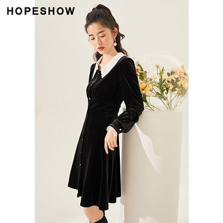 HOPESHOW 红袖 女士收腰复古连衣裙 90120341604