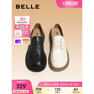 BeLLE 百丽 大头牛津鞋女2023春季新商场同款两穿小皮鞋Y9H1DAM3 黑色 36