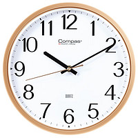 Compas 康巴丝 挂钟客厅 简约石英钟表挂墙卧室时钟挂表 c2855升级版 金色