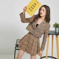 VERO MODA 秋冬字母刺绣格纹短裙女
