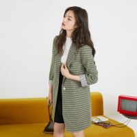 VERO MODA 202新款复古翻领格纹一粒扣西装外套女