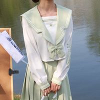 土曜日 JK绿色水手服套装椿藤海军领日系校供学院风制服装