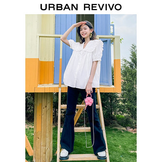 URBAN REVIVO 女士短袖衬衫 WU19S2BS2000 本白 XS