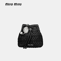 MIU MIU 缪缪 MiuMiu）女士水桶包 黑色 羊皮革 仿水晶装饰 5BE050VOOO-FVJ-F0002