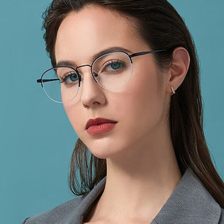 Coastal Vision 镜宴&essilor 依视路 CVF2029BK 黑色金属半框眼镜框+钻晶A4系列 1.60折射率 防蓝光镜片