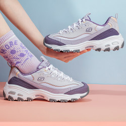 skechers斯凯奇女鞋官方旗舰熊猫鞋薰衣草休闲鞋新款厚底增高老爹鞋