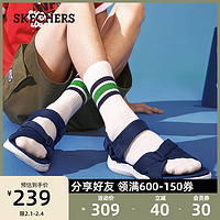 SKECHERS 斯凯奇 新款魔术贴凉鞋男夏季休闲户外鞋简约露趾沙滩鞋