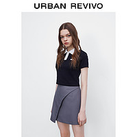 URBAN REVIVO UR2022春季新品女装潮流学院风撞色印花短袖POLOT恤WV08R4NN2000