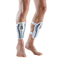 AQ 足球护腿板运动护板插板 成人儿童护小腿板足球护具S62681(蓝白有绑带) 两只装 M身高(140-160cm)