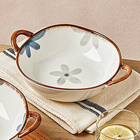墨色 2个装釉下彩日式陶瓷双耳汤碗家用汤面碗大碗网红餐具汤盆