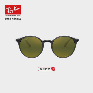 Ray-Ban 雷朋 RayBan雷朋太阳镜圆形复古偏光开车专用男女款墨镜0RB4336CH 876/6O透明灰色镜框渐层金绿色镜面镜片50尺寸 尺寸50