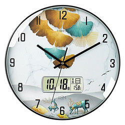TIMESS 挂钟 客厅万年历钟表石英钟表挂墙卧室时钟创意简约日历挂表 P54-4