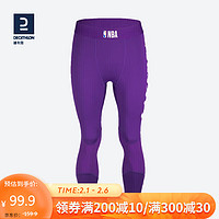 DECATHLON 迪卡侬 NBA洛杉矶湖人队男紧身裤篮球训练服IVJ2紫色紧身裤XXL 4261526