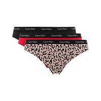 卡尔文·克莱 Calvin Klein 女士三角内裤套装 QP1800O 3条装(黑+红+豹纹) L