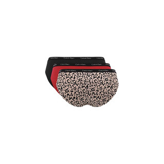 卡尔文·克莱 Calvin Klein 女士三角内裤套装 QP1800O 3条装(黑+红+豹纹) L