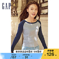 Gap 盖璞 女装春季纯棉美式修身针织长袖T恤450802时尚上衣