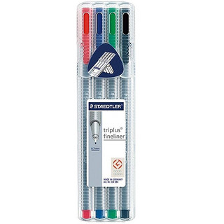 STAEDTLER 施德楼 334SB4 三角杆纤维笔 4色