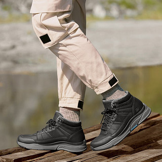 斯凯奇（Skechers）男靴春季季新款运动高帮休闲靴轻质加绒保暖工装靴 66199 黑色/BLK 42