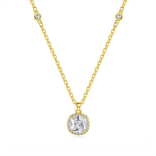 KOSE 高丝 璀璨之星项链一克拉方钻925银锆石群镶气质感女气质时尚锁骨链首饰品