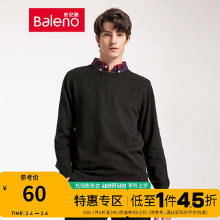 Baleno 班尼路 针织衫男潮秋冬新款棉质长袖格子翻领时尚拼接假两件套头上衣 00A L