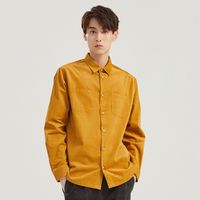 美特斯邦威 长袖衬衫男春秋季韩版百搭简约灯芯绒男士衬衣潮723383