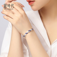 Silverage 銀時代 银时代轻奢纯银珐琅手镯 女原创传统手工手镯开口个性设计高级感