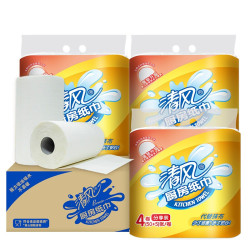 Breeze 清风 厨房卷纸12卷55段吸油吸水厨房不易破整箱家用厨房纸巾厨房用纸