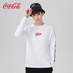 Coca-Cola 可口可乐 官方长袖t恤男圆领LOGO刺绣纯棉春秋季卫衣薄款打底衫潮T