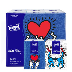抖音超值购tempo得宝艺术联名印花手帕纸巾7张4层厚12包无香涂鸦便携
