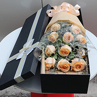馨仪 情人节鲜花速递 11朵香槟玫瑰礼盒-爱你一人