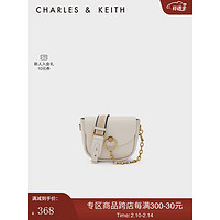 CHARLES & KEITH CHARLES&KEITH;新品CK2-80270727包包女包金属链饰斜挎马鞍包 Ivory象牙色 M