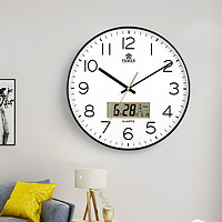 POWER 霸王 钟表 客厅家用挂钟创意简约北欧挂表现代时尚个性时钟3D立体日历石英钟 BW24069B（37厘米）