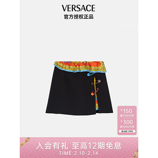 VERSACE 范思哲 奢侈品女装别针装饰拼接丝巾设计短裙下装裙子服饰黑色1005154-1A00540-1B00038