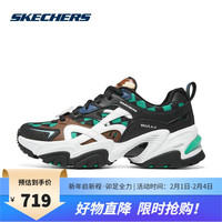 SKECHERS 斯凯奇 2022夏季新款机甲鞋女鞋轻便减震透气休闲鞋厚底增高老爹鞋 896125/BKMT 灶门炭治郎款 38