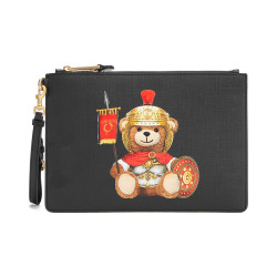 moschino莫斯奇诺红色复古泰迪熊pvc手拿包