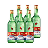 红星 绿瓶 1680 二锅头 纯粮清香 56%vol 清香型白酒 500ml*6瓶 整箱装