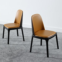 聚美豪庭 意式实木软包餐椅皮质靠背椅子北欧座椅餐厅意大利设计师品牌家具