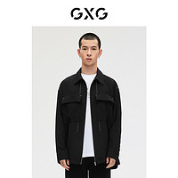 抖音超值购：GXG 男装 商场同款黑色明线设计长袖衬衫2023年春新品#GE1030206A
