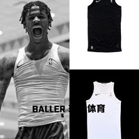 NBA球员版莫兰特篮球训练比赛透气网眼长款美式窄肩紧身背心PRO