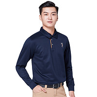 POLO GOLF POLOGOLF 高尔夫服装 男士长袖T恤 韩版球服 春秋季长袖上衣 运动休闲上衣 深蓝色 M