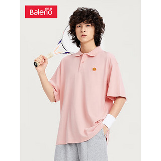 Baleno 班尼路 夏季男女装印花短袖潮牌polo衫情侣款 083P紫粉色 XXL